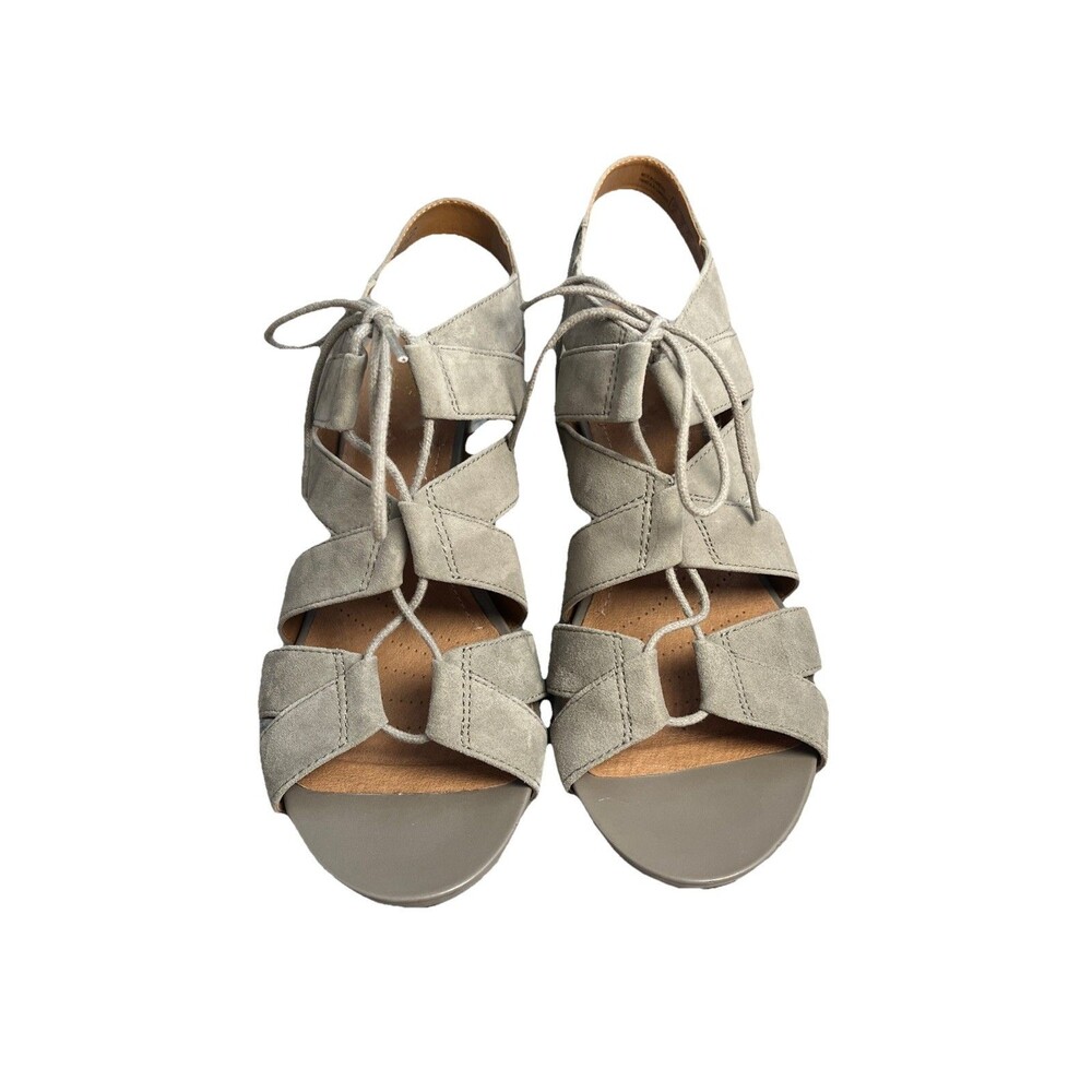 Clarks Women’s Artisan Sage Suede Acina Chester Espadrille Wedge Sandal 10 - Picture 2 of 11